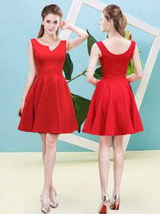 Sophisticated Ruching Court Dresses for Sweet 16 Red Zipper Sleeveless Mini Length
