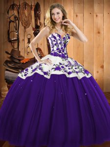 Low Price Sleeveless Lace Up Floor Length Embroidery Quinceanera Gowns