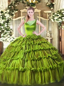 Excellent Sleeveless Beading and Ruffled Layers Side Zipper 15th Birthday Dress
