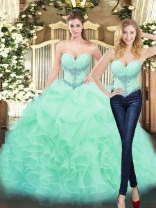 Dazzling Organza Sleeveless Floor Length Quinceanera Dresses and Beading and Ruffles