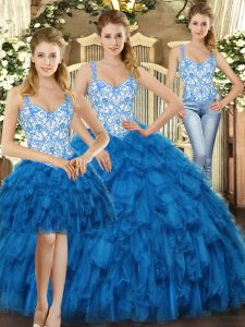 Fashion Sleeveless Beading and Ruffles Lace Up Quinceanera Dresses