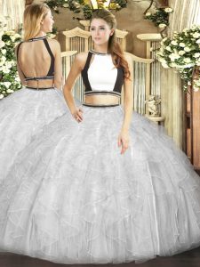 New Arrival Halter Top Sleeveless Tulle Quinceanera Gown Ruffles Backless