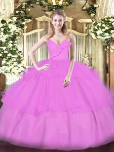 Sumptuous Floor Length Lilac Quinceanera Gown Spaghetti Straps Sleeveless Zipper