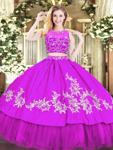 Purple Zipper Sweet 16 Dresses Beading and Appliques Sleeveless Floor Length