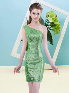 Green Prom Dresses Prom and Party with Sequins One Shoulder Sleeveless Zipper