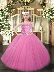 Tulle Sleeveless Floor Length Pageant Dress for Womens and Beading