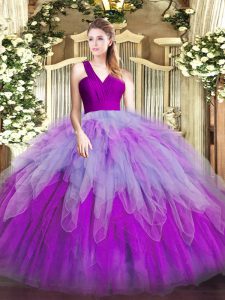 Decent Floor Length Ball Gowns Sleeveless Multi-color Quinceanera Gown Zipper