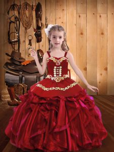 Organza Sleeveless Custom Made Pageant Dress and Embroidery and Ruffles