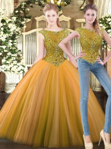 Olive Green Sleeveless Tulle Zipper 15 Quinceanera Dress for Military Ball and Sweet 16 and Quinceanera