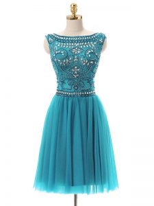 Great Tulle Sleeveless Mini Length Prom Evening Gown and Beading