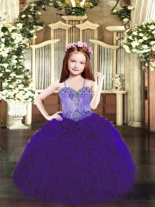 Floor Length Ball Gowns Sleeveless Purple Pageant Dress for Teens Lace Up
