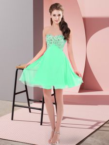 Fitting Sleeveless Lace Up Mini Length Beading Prom Gown