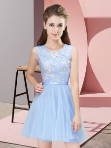 New Arrival Tulle Sleeveless Mini Length Bridesmaid Dresses and Lace