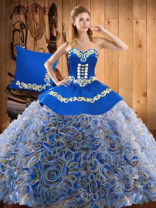 Multi-color Sleeveless Sweep Train Embroidery With Train Sweet 16 Dresses