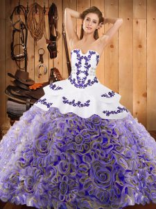 Multi-color Sleeveless With Train Embroidery Lace Up Vestidos de Quinceanera