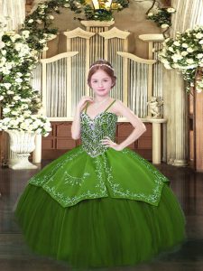 Gorgeous Sleeveless Beading and Embroidery Lace Up Kids Formal Wear