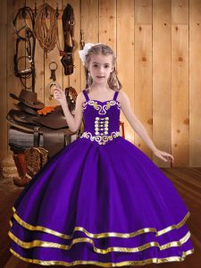 Nice Sleeveless Beading and Ruffled Layers Lace Up Little Girl Pageant Dress