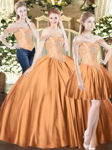 Exquisite Brown Tulle Lace Up Quinceanera Gowns Sleeveless Floor Length Beading