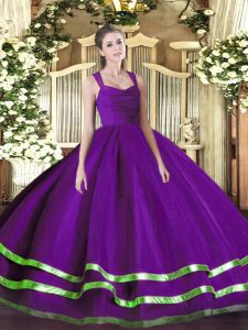 Sleeveless Zipper Floor Length Beading and Ruffled Layers Quince Ball Gowns