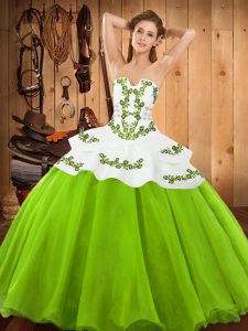 Flirting Ball Gowns Quinceanera Gown Strapless Satin and Organza Sleeveless Floor Length Lace Up