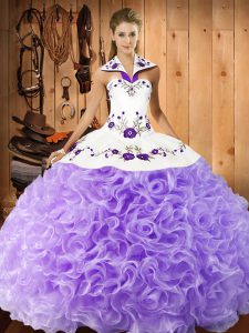 Elegant Floor Length Lace Up Quinceanera Dresses Lavender for Military Ball and Sweet 16 and Quinceanera with Embroidery