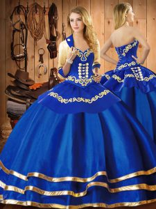 Sumptuous Floor Length Blue Quinceanera Dress Sweetheart Sleeveless Lace Up