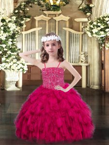 Enchanting Organza Sleeveless Floor Length Pageant Dress and Beading and Ruffles