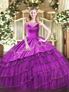 Captivating Sleeveless Side Zipper Floor Length Beading and Embroidery Quinceanera Gowns