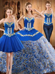 Gorgeous Multi-color Sleeveless With Train Embroidery Lace Up Quinceanera Dress