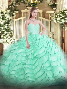 Apple Green Ball Gown Prom Dress Sweetheart Sleeveless Brush Train Lace Up