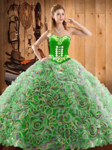 Glorious Multi-color Sweetheart Neckline Embroidery Sweet 16 Quinceanera Dress Sleeveless Lace Up