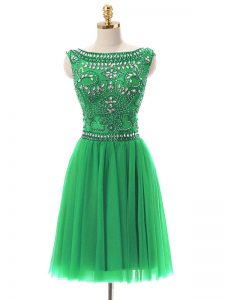 Trendy Bateau Sleeveless Zipper Prom Party Dress Green Tulle