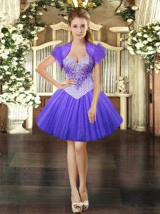 Sweetheart Sleeveless Lace Up Prom Evening Gown Lavender Tulle