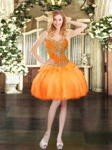 Sumptuous Sleeveless Lace Up Mini Length Beading Prom Dress