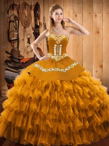 Sleeveless Embroidery and Ruffled Layers Lace Up Sweet 16 Quinceanera Dress