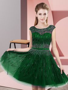 Vintage Knee Length Empire Sleeveless Green Dress for Prom Backless