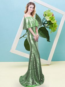 New Arrival Zipper Prom Dress Sequins Half Sleeves Floor Length