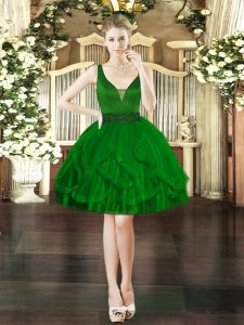 Noble Dark Green Sleeveless Tulle Lace Up for Prom and Party