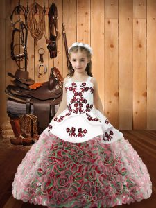 Wonderful Embroidery Pageant Gowns Multi-color Zipper Sleeveless Floor Length