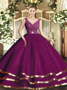 Fantastic Sleeveless Beading and Ruffled Layers and Ruching Backless Quinceanera Dresses