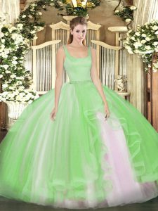 Lovely Tulle Straps Sleeveless Zipper Beading Quinceanera Gown in