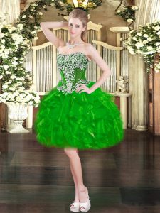 Admirable Green Prom and Party with Beading and Ruffles Sweetheart Sleeveless Lace Up