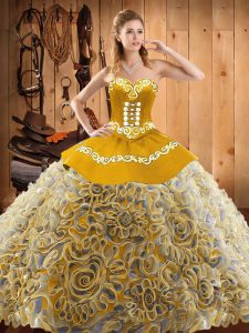Extravagant Multi-color Sleeveless Sweep Train Embroidery With Train Quinceanera Dress