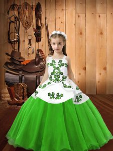Latest Sleeveless Floor Length Embroidery Lace Up Pageant Dress Toddler