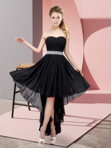 Sophisticated Black Lace Up Sweetheart Beading Court Dresses for Sweet 16 Chiffon Sleeveless