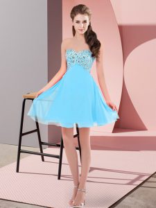 Aqua Blue Sweetheart Neckline Beading Prom Gown Sleeveless Lace Up