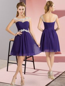 Cap Sleeves Lace Up Mini Length Beading Prom Dress