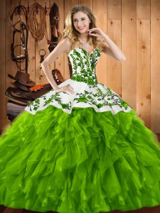 Ball Gowns 15 Quinceanera Dress Sweetheart Satin and Organza Sleeveless Floor Length Lace Up