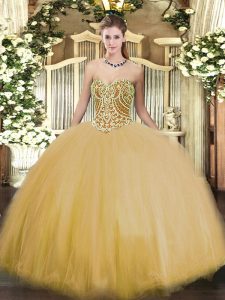 Smart Floor Length Ball Gowns Sleeveless Gold Sweet 16 Dresses Lace Up