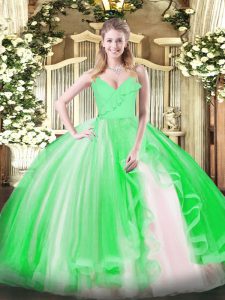 High Class Quinceanera Gowns Military Ball and Sweet 16 and Quinceanera with Ruffles Spaghetti Straps Sleeveless Zipper